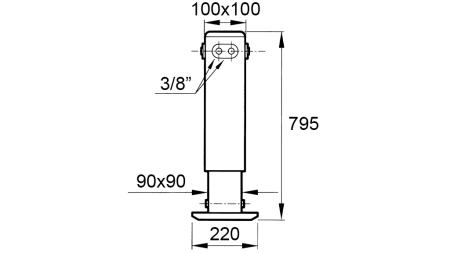 DOPPELTWIRKENDER HYDRAULISCHER STÜTZBEIN (100x100x795 mm) - HUB 500 mm - 3.800 kg