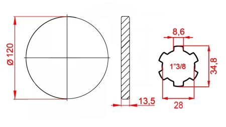 ZAPFWELLENADAPTER MIT FLANSCH 1-3/8 (125 mm)