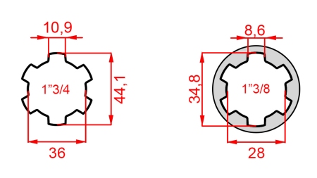 ADAPTATEUR CARDAN AVEC GOUPILLE DE 1-3/8 À 1-3/4 (165 mm)