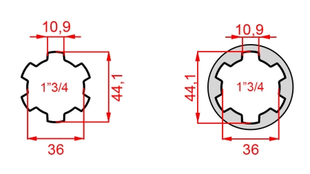 ADAPTATEUR CARDAN AVEC GOUPILLE DE 1-3/4 À 1-3/4 (165 mm)
