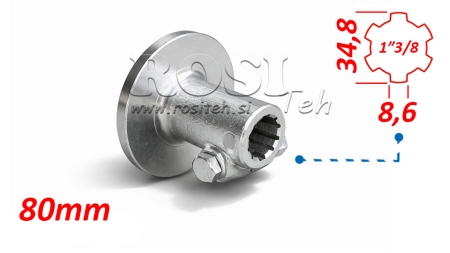 ZAPFWELLENADAPTER MIT FLANSCH UND BOLZEN 1-3/8 (80 mm)