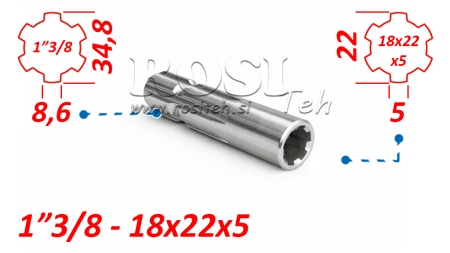 KARDANSKI NASTAVEK iz 18x22x5 (6 zob) na 1-3/8 (120 mm)