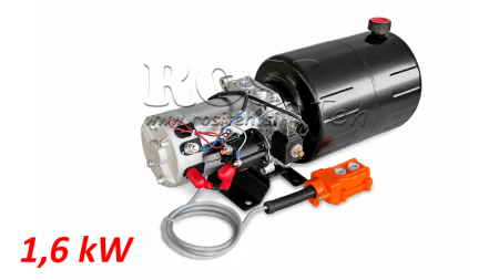 MINI CENTRALE HYDRAULIQUE 12V DC - 1.6kW = 2.1cc - 8 litres - unité monophasée (métal)