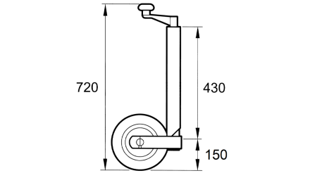 STÜTZFUß FÜR AUTOANHÄNGER MIT RAD 250mm-400kg