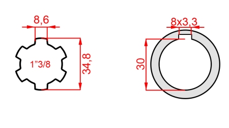 KARDANSKI NASTAVEK 1-3/8 - LUKNJA fi 30 mm (145 mm)