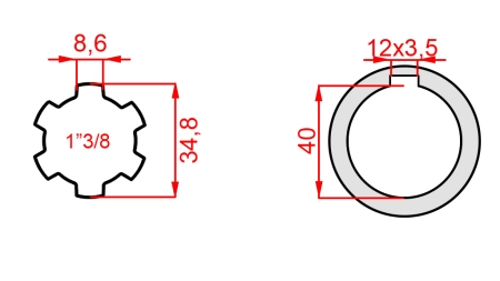 KARDANSKI NASTAVEK 1-3/8 - LUKNJA fi 40 mm (160 mm)