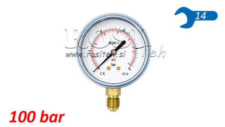 MANOMETER DN63 VERTICAL 0 - 100 BAR - 1/4