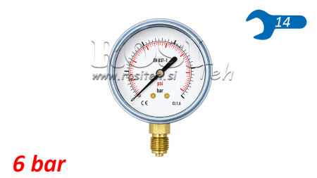 MANOMETER DN63 VERTICAL 0 - 6 BAR - 1/4