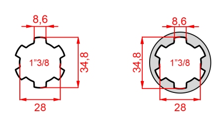 ADAPTATEUR CARDAN DE 1-3/8 À 1-3/8 (150 mm)