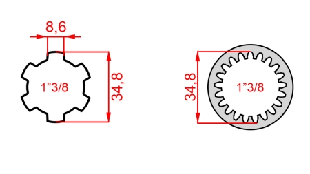 KARDANSKI NASTAVEK iz 1-3/8 (21 zob) na 1-3/8 (150 mm)