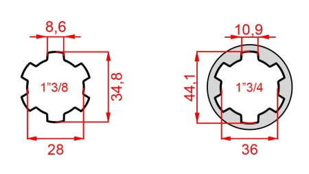 ADAPTATEUR CARDAN DE 1-3/4 À 1-3/8 (165 mm)