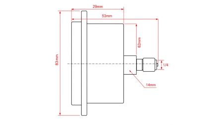 MANOMETER fi 63 mm REAR 0-10 BAR - 1/4