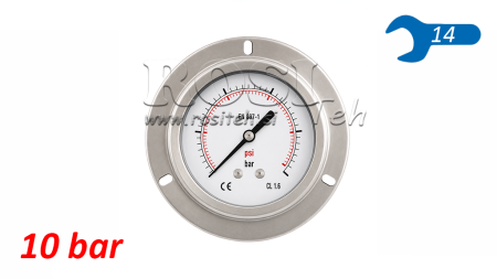MANOMETER fi 63 mm REAR 0-10 BAR - 1/4