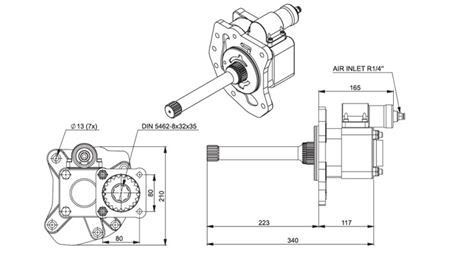 Dimensionen HYDRAULIKPUMPENANTRIEB - MERCEDES AXOR 2