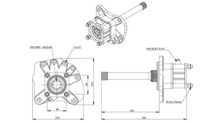 Mitat ULOSTULOLLE HYDRAULISILLE PUMPEILLE - MERCEDES G155 - 1 ACTROS
