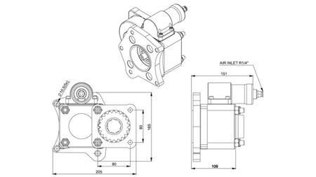 Abmessungen AUSGANG FÜR HYDRAULIKPUMPE - MERCEDES 352-2