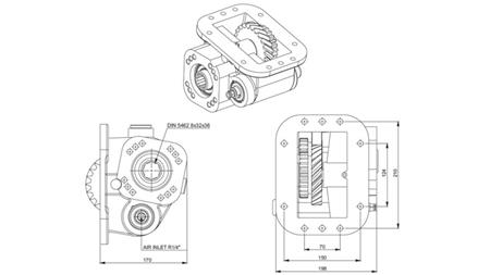 Abmessungen AUSGANG FÜR HYDRAULIKPUMPE - SCANIA GRS 900