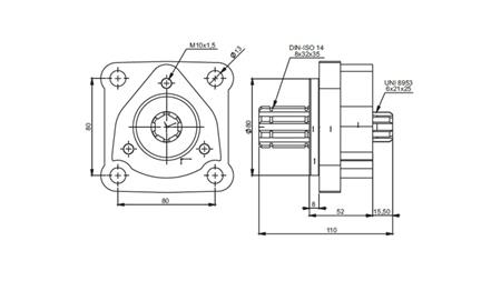 Abmessungen 4X3 ADAPTER FÜR GUSSPUMPEN