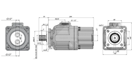 HYDRAULINEN PISTONIPUMPPU TANDEM 50+50CC
