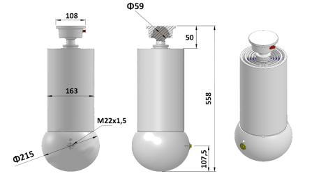 TELESKOPZYLINDER - MEILLER KIPPER - 5 STUFEN 163 mm 15 ton - HUB 1650 mm
