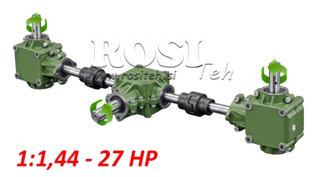 WINKELGETRIEBE KOMPLET 1:1,44 (27 PS - 20kW) FÜR MISTSTREUER L-800 GUßGEHÄUSE MIT SICHERHEIT ELEMENT