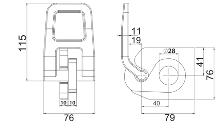SCHARNIER MIT ÖFFNUNG VON UNTEN