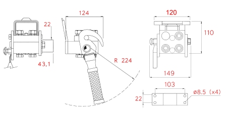 MULTI-FASTER KUPPLUNG 3-WEGE BSP 1/4 FESTER TEIL (EINHEBEL)