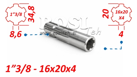 KARDANSKI NASTAVEK iz 16x20x4 (6 zob) na 1-3/8 (120 mm)