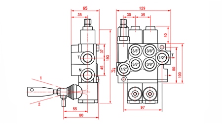 HYDRAULISCHES HANDVENTIL – 2-SEKTIONEN-STEUERVENTIL 2xR40 ECO