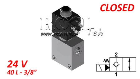 2 wegeventil 3/8 (NC) 24V - 40lit