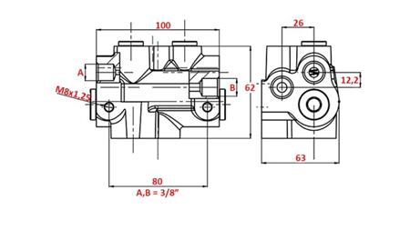 HYDRAULINEN VENTTIILI MERKKI KAKSOISSUUNTA 3/8