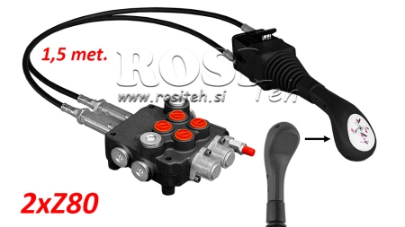 JOYSTICK OHNE TASTE - BOWDENZUG 1,5 m + HYDRAULISCHES VENTIL 2xZ80