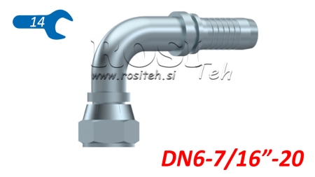 HYDRAULISCHER ANSCHLUSS DKJ JIC74° WEIBLICH KNIE 90° DN6-7/16