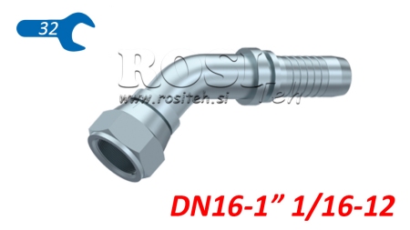 HYDRAULISCHER ANSCHLUSS DKJ JIC74° 45° WEIBLICH KNIE DN16-1