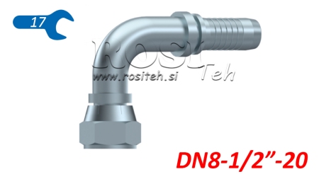 HYDRAULINEN YHTEYS DKJ JIC74° NAISPUOLEINEN KULMA 90° DN8-1/2-20