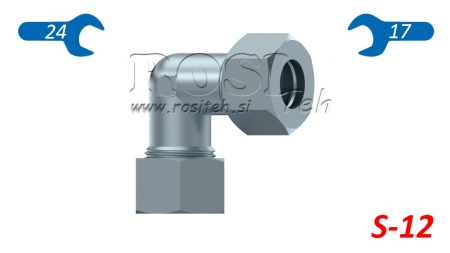 HYDRAULISCHER 90°-WINKEL S-12 MIT MUTTER
