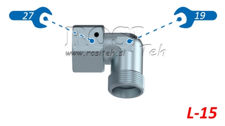 HYDRAULISCHER 90°-WINKEL L-15 MIT SCHWENKMUTTER M22X1,5