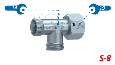 HYDRAULISCHES T-STÜCK S-8 MIT SEITLICHER SCHWENKMUTTER M16X1,5