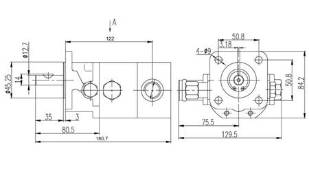 HYDRAULISCHE HI-LO PUMPE 16GPM 12,9 ccm + 4,1 ccm - rechts