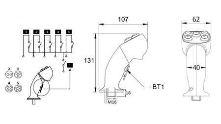 FERNSTEUERUNG HEBEL ROSI- JOYSTICK - 4 TASTEN + ZUSATZTASTE