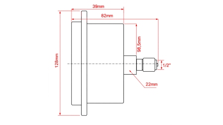 MANOMETER DN100 REAR 0 - 160 BAR - 1/2