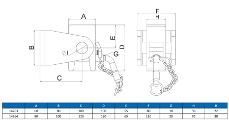 HALTER FÜR KIPPER CAISSON GABELFÖRMIG 60X80MM ECO
