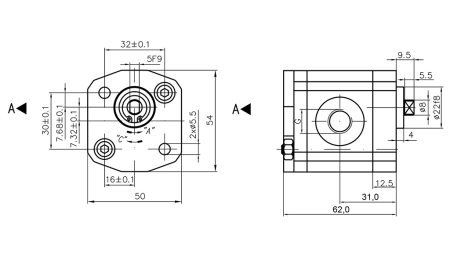 POMPE HYDRAULIQUE 00A1X033 GR.0 - 1cc - GAUCHE
