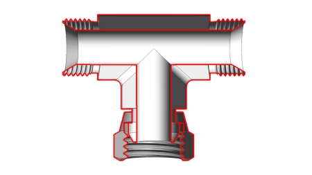 T-STÜCK MIT DREHENDER MUTTER 1/4