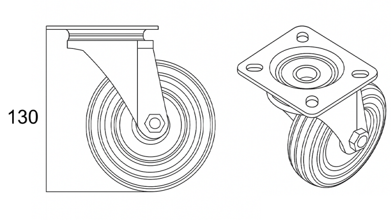 RAD 100MM MIT DREHBAREM FUSS