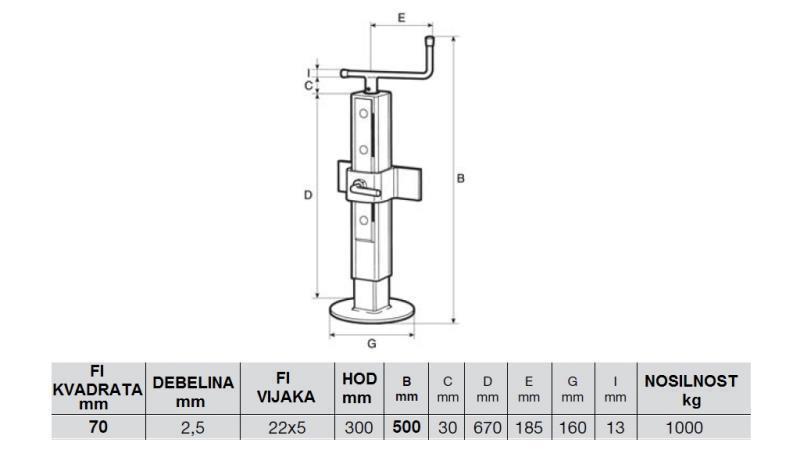 VERSTELLBARE GEWINDESTÜTZE 300MM - 1000KG