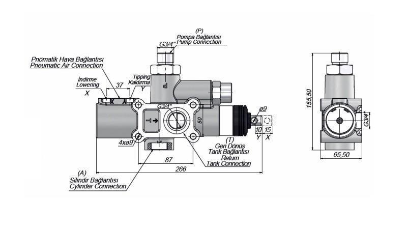 HYDRAULIKKIPPVENTIL LASTWAGEN - 140lit - DIMENSIONEN