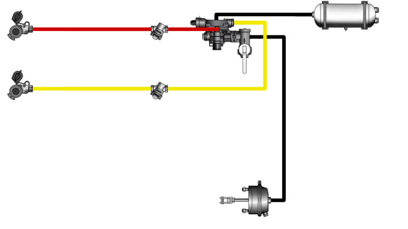 SET AUS LUFT-HYDRAULISCHEN BREMSE FÜR ANHÄNGER KOMPLETT DUALKREIS-SYSTEM 1 ZYLINDER