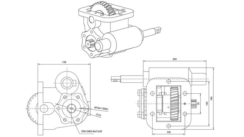 Mitat HYDRAULINEN PUMPPU VOIMA - ZF- MB 800 SIVU