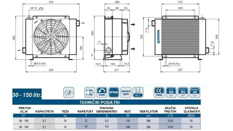 HLADILNIK OLJA DC 24V HY02404 30-150 LIT